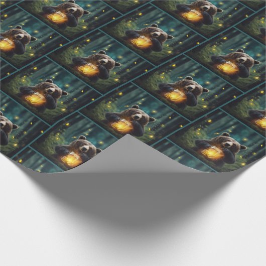 Bear mit Jar of Fireflies Geschenkpapier (Ecke)