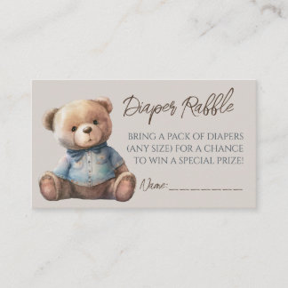Bear Modern Boho Babydusche Windeln Raffle Ticket Begleitkarte