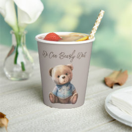 Bear Modern Boho Beige Babydusche Pappbecher