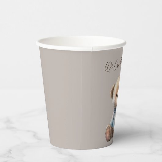 Bear Modern Boho Beige Babydusche Pappbecher (Rechts)