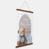 Bear Modern Boho Beige Babydusche Wandteppich Mit Holzrahmen (Gewinkelt)