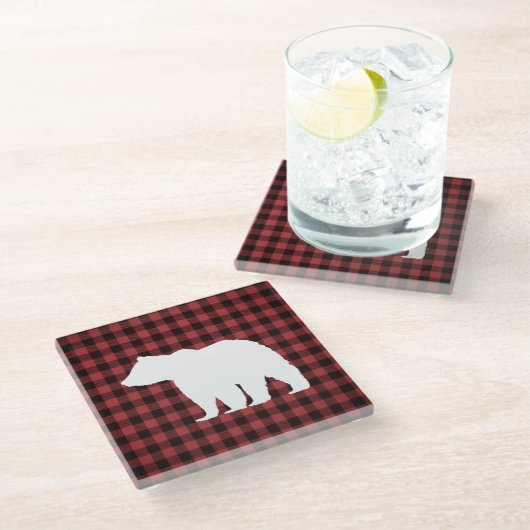 Bear Mountain Buffalo Karo Marble Stone Untersetze Glasuntersetzer (Schrägansicht)