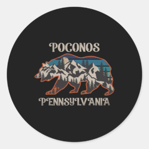 Bear Mountains Poconos Pennsylvania Pa Vintager 80 Runder Aufkleber