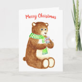 Bear & Mouse Frohe Weihnachtswatercolor-Karte Karte (Vorderseite)