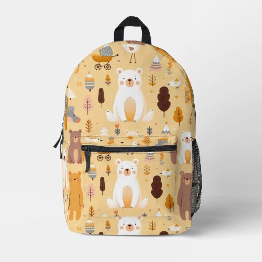 Bear-Muster Bedruckter Rucksack (Vorderseite)