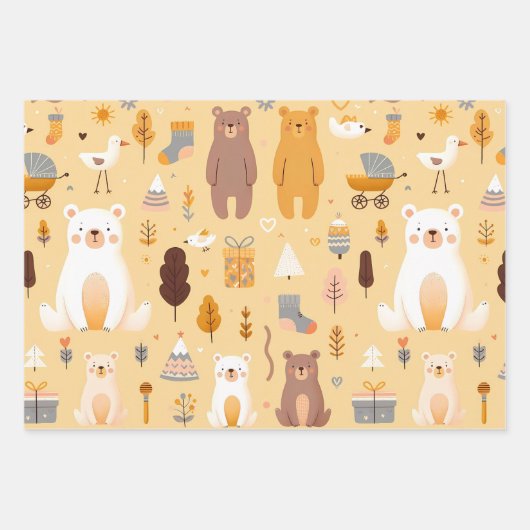 Bear-Muster Geschenkpapier Set (Vorderseite 2)