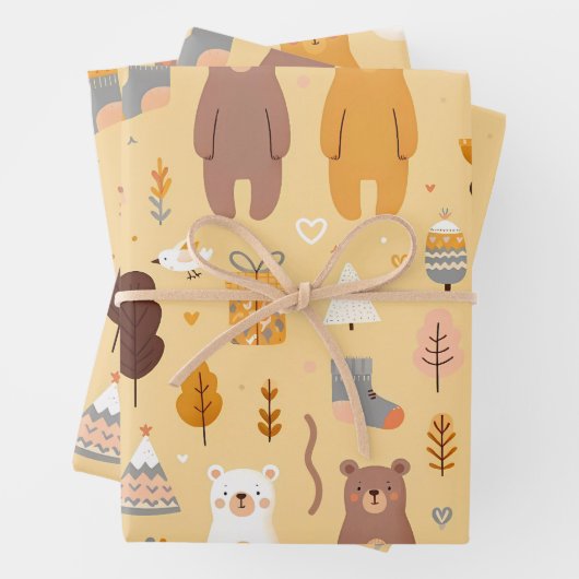 Bear-Muster Geschenkpapier Set (Beispiel)