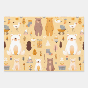 Bear-Muster Geschenkpapier Set