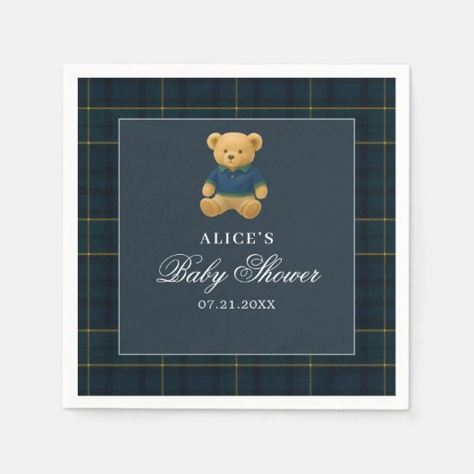 Bear Navy Blue Baby Dusche Serviette (Vorderseite)
