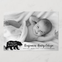 Bear Nice to Meetings You Baby Foto Ankündigung