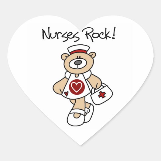 Bear Nurses Rock T - Shirt und Geschenke Herz-Aufkleber (Vorderseite)