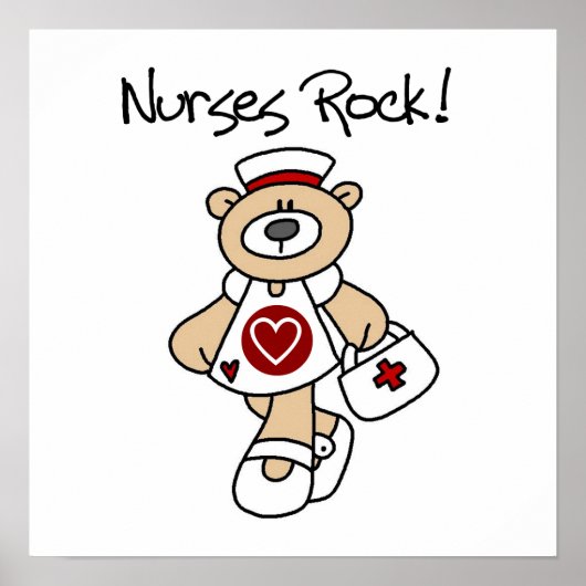 Bear Nurses Rock T - Shirt und Geschenke Poster (Vorne)