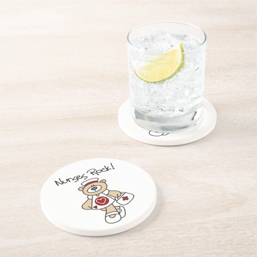 Bear Nurses Rock T - Shirt und Geschenke Sandstein Untersetzer (Seite)