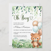 Bear Oh Boy Forest Baby Boy Dusche Einladung (Vorderseite)