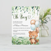 Bear Oh Boy Forest Baby Boy Dusche Einladung (Stehend Vorderseite)