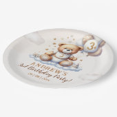 Bear on a Cloud – 3rd Birthday Party  Pappteller (Schrägansicht)