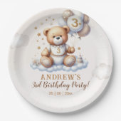 Bear on a Cloud – 3rd Birthday Party  Pappteller (Vorderseite)