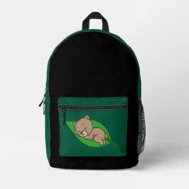 Bear on a Leaf Bedruckter Rucksack