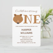 Bear One Animal Baby 1. Geburtstag Einladung (Stehend Vorderseite)