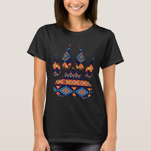 Bear Paw Print Ethnic Tribal Pattern Wild Animals T-Shirt (Vorderseite)