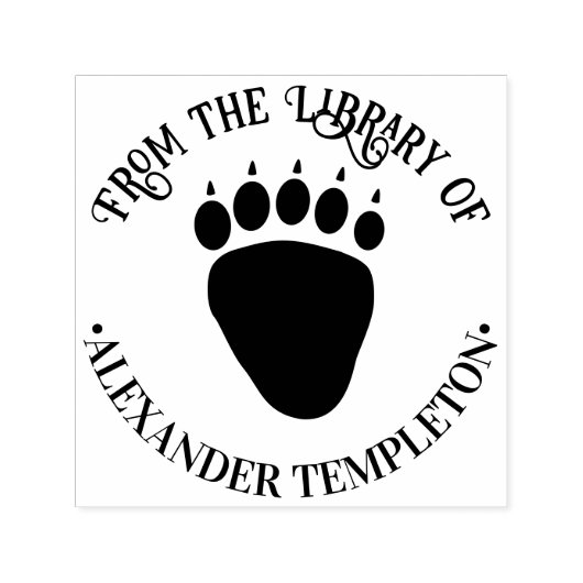 Bear Paw Print Library Book Name Embosser Permastempel (Design)