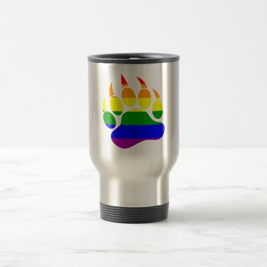 Bear Paw Rainbow Flag Reisebecher (Mittel)