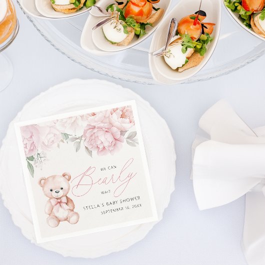 Bear Peony Baby Shooting Paper Serviette
