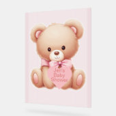 Bear Pink Baby Dusche Acrylschild (Winkel)