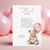 Bear Pink Balloon Babydusche Danke Karte