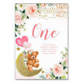 Bear Pink Balloon Tischnummer (Rückseite)