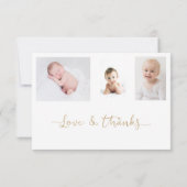 Bear Pink Balloons Baby Foto Danke Karte (Rückseite)