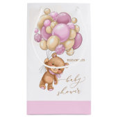 Bear Pink Balloons Baby Showbeutel Kleine Geschenktüte (Rückseite)