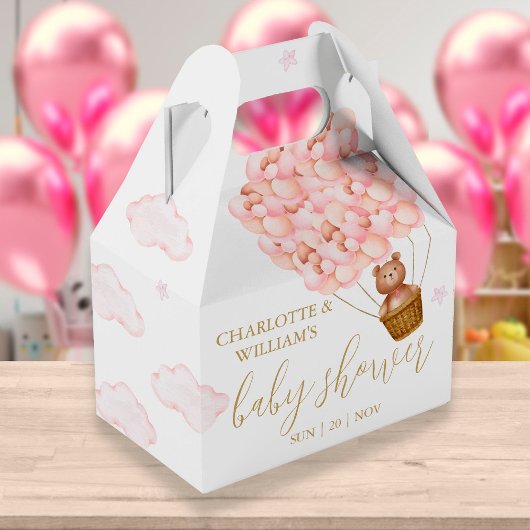 Bear Pink Balloons Baby Showdusche Geschenkschachtel