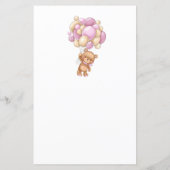 Bear Pink Balloons Baby Shower Baby Vorhersage (Rückseite)