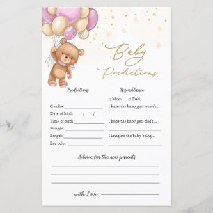Bear Pink Balloons Baby Shower Baby Vorhersage