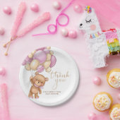 Bear Pink Balloons Babydusche Vielen Dank Tellern Pappteller (Party)