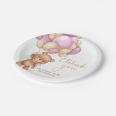 Bear Pink Balloons Babydusche Vielen Dank Tellern Pappteller (Schrägansicht)