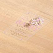 Bear Pink Balloons Girl Baby Dusche Acryleinladungen (Ablage )