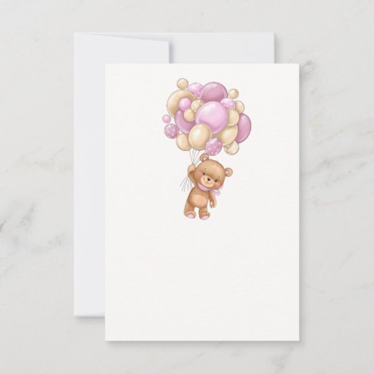Bear Pink Balloons Girl's Baby Shower (Rückseite)