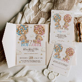 Bear Pink Blue Balloons Vorwarte Geschlechtsverkeh Einladung