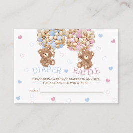 Bear Pink Blue Diaper Raffle Begleitkarte