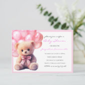 Bear Pink Bow Baby Shower It's a Girl (Stehend Vorderseite)