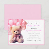 Bear Pink Bow Baby Shower It's a Girl (Vorne/Hinten)