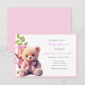 Bear Pink Bow Babydusche Es ist ein Mädchen (Vorne/Hinten)