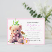 Bear Pink Bow Babydusche Es ist ein Mädchen (Stehend Vorderseite)