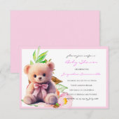 Bear Pink Bow Babydusche Es ist ein Mädchen (Vorne/Hinten)