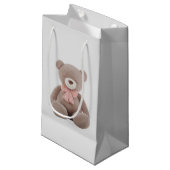 Bear Pink Cartoon Kleine Geschenktüte (Vorderseite Schrägansicht)