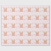 Bear Pink Hearts Baby Dusche Geschenkpapier (Flach)