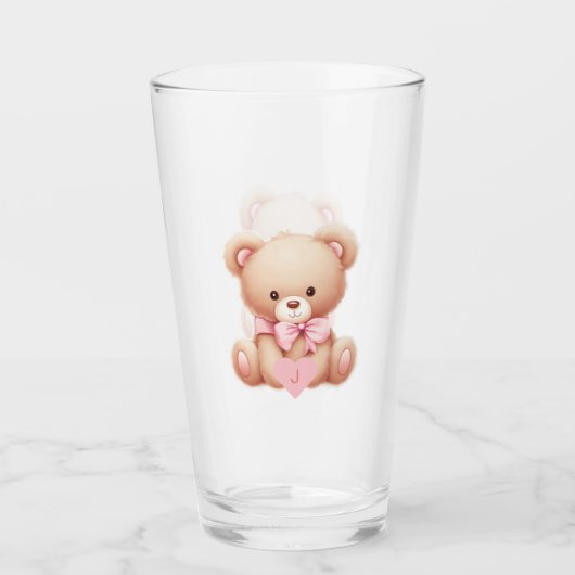 Bear Pink Monogram Glas (Vorderseite)