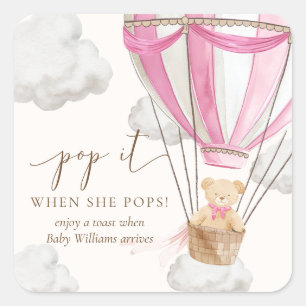 Bear Pink Pop, wenn sie Pop Quadratischer Aufkleber